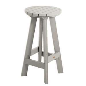 Birch Harbor Grey Round Recycled Plastic Bar Height Outdoor Bar Stool