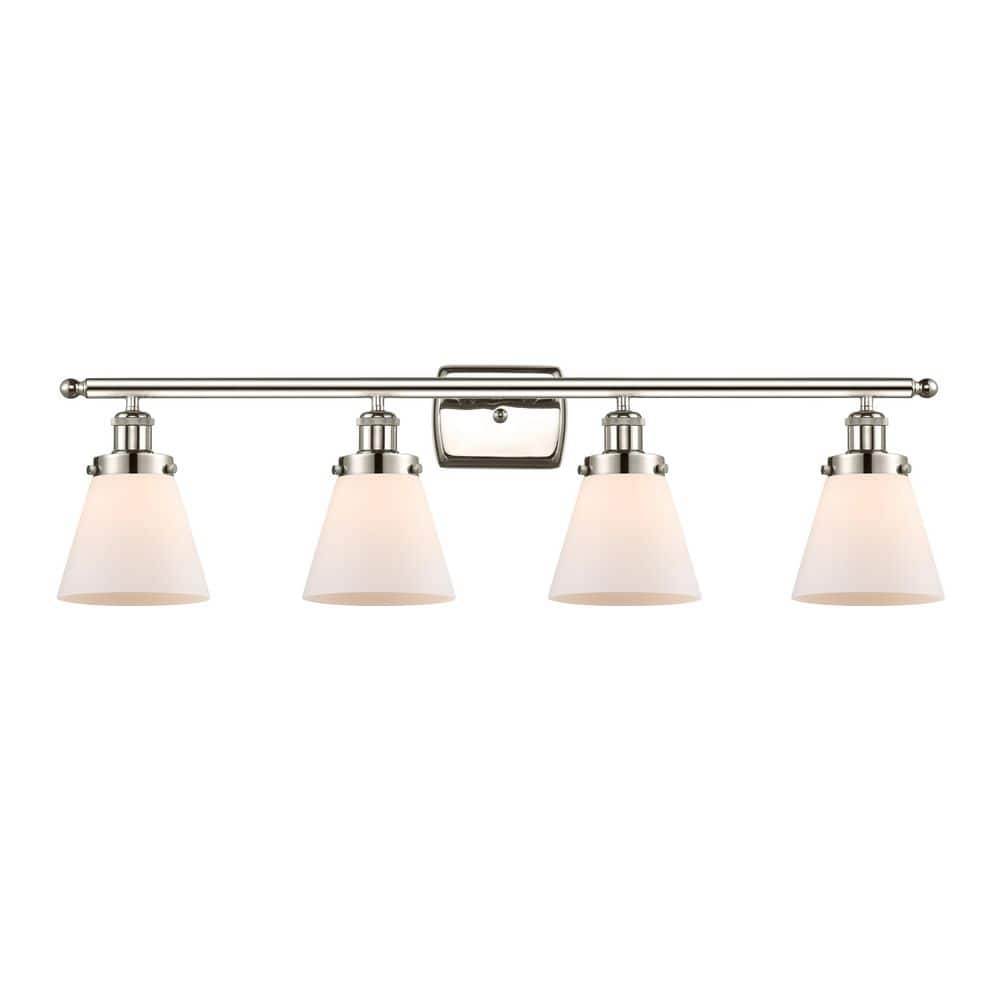 Cone 36 in. 4-Light Polished Nickel Vanity Light with Glass Shade price history on PriceWatchPro