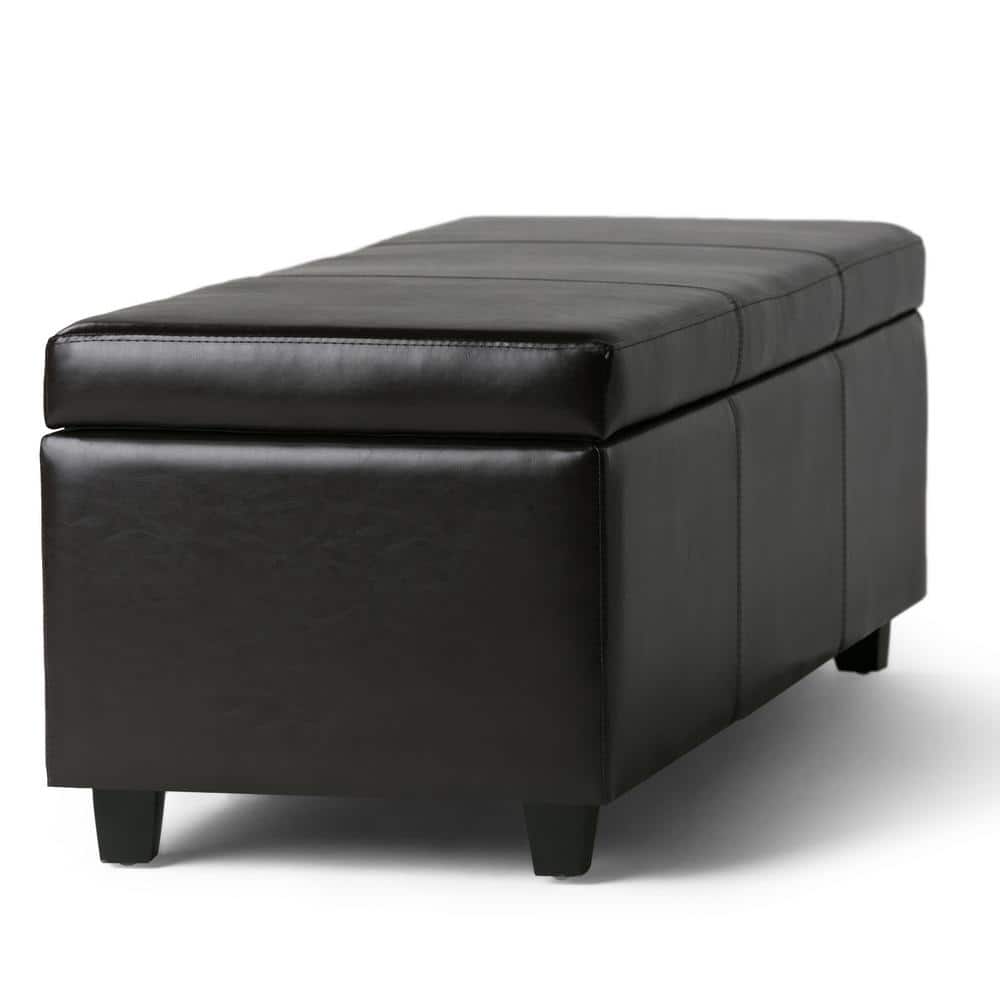 Avalon Tanner's Brown Large Rectangular Faux Leather Ottoman