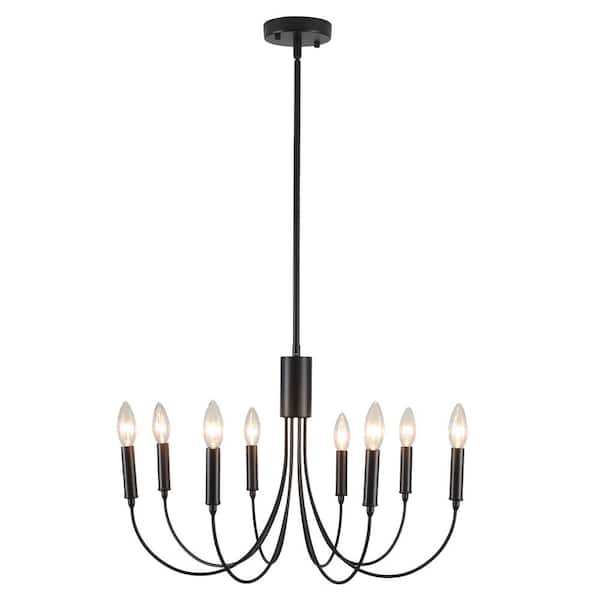 ADSENSTY 8 Light Black Candle Style Chandelier for Living Room Kitchen Island Bedroom with No Bulbs Included
