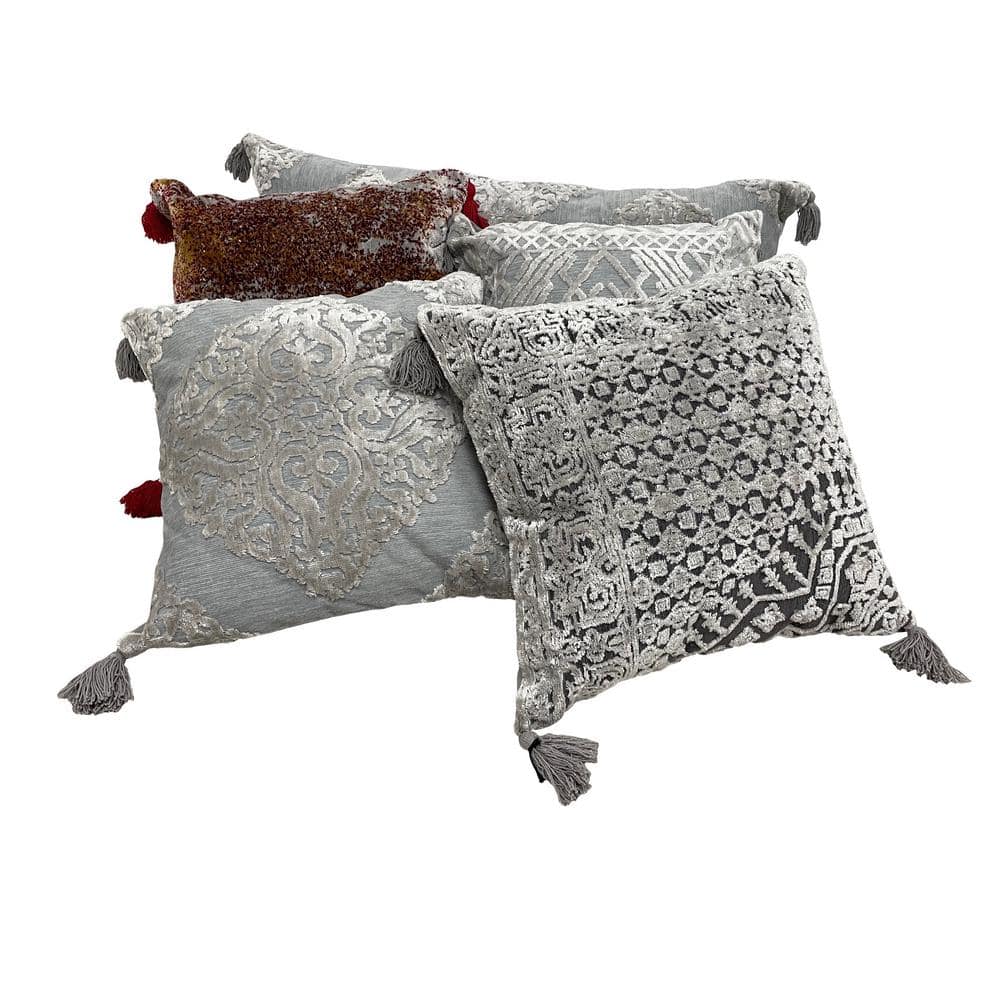 Silver Gray Textured Diamond 20" Square Throw Pillow Set
