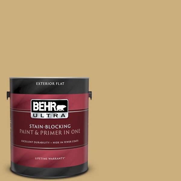 BEHR ULTRA 1 gal. #UL180-7 Cup Of Tea Flat Exterior Paint and Primer in One