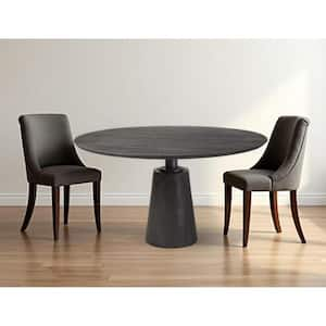 Gray Wood 54 in. Pedestal Dining Table Seats 4