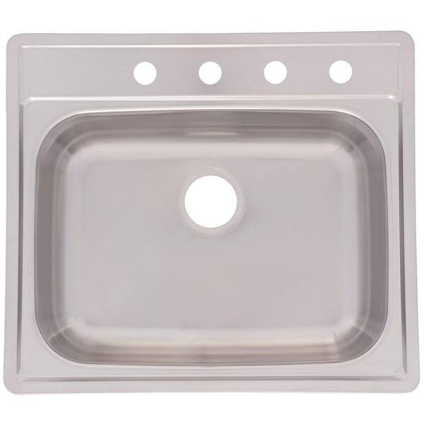 Franke Drop-In Stainless Steel 25.in 4-Hole Single Bowl Kitchen Sink