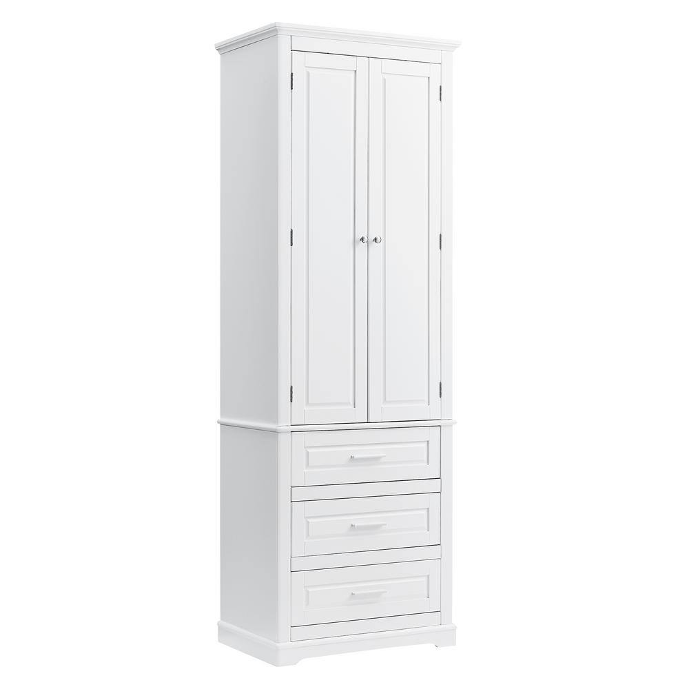 24 in. W x 16 in. D x 70 in. H White MDF Freestanding Linen