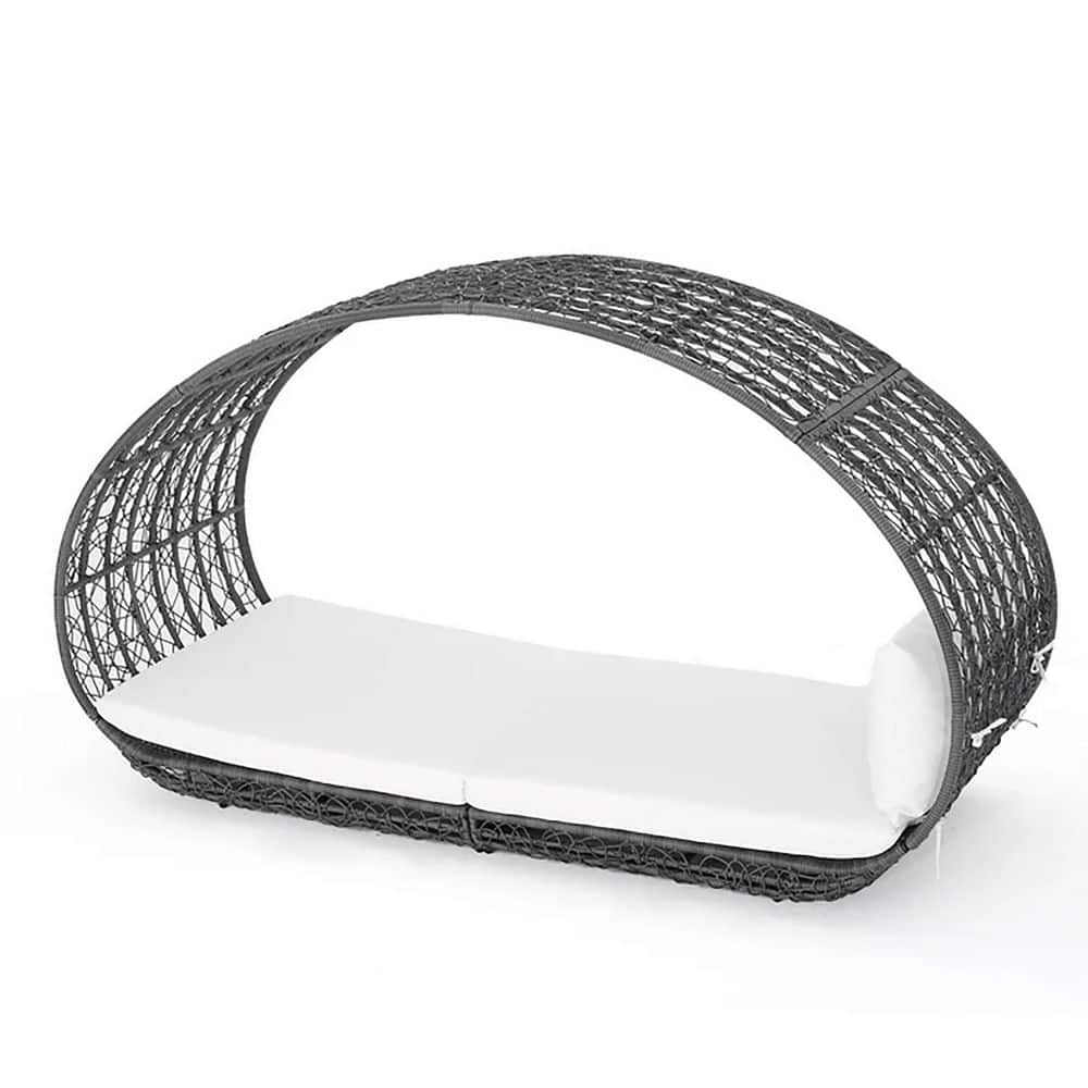 Gray Wicker Outdoor Day Bed Couch with White Cushions price history on PriceWatchPro