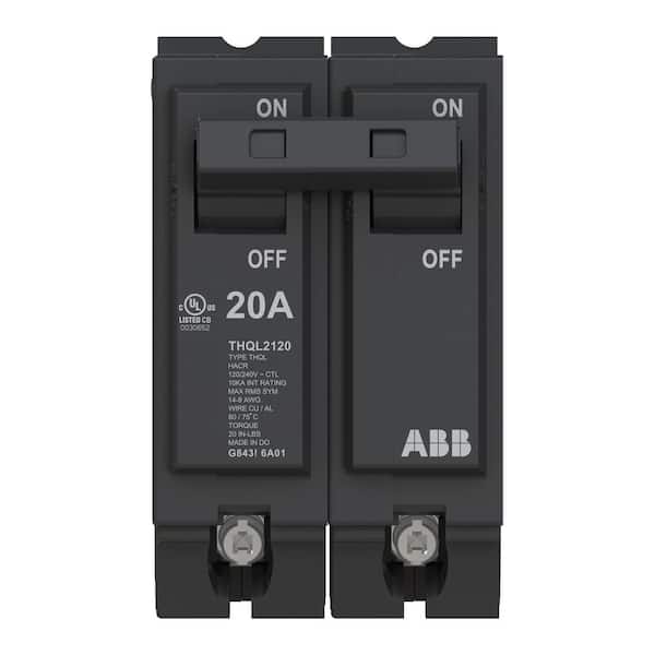 ABB 20 Amp 1 in. Double-Pole Circuit Breaker (THQL2120A)