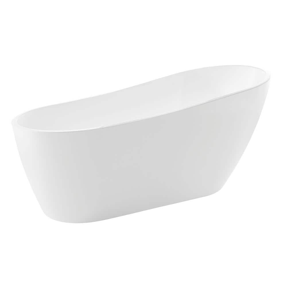 Trend Series 67 in. x 32 in. Flat Bottom Acrylic Freestanding Soaking Batht