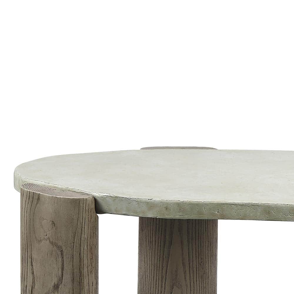 47'' Weathered Gray and Oak Oval Coffee Table