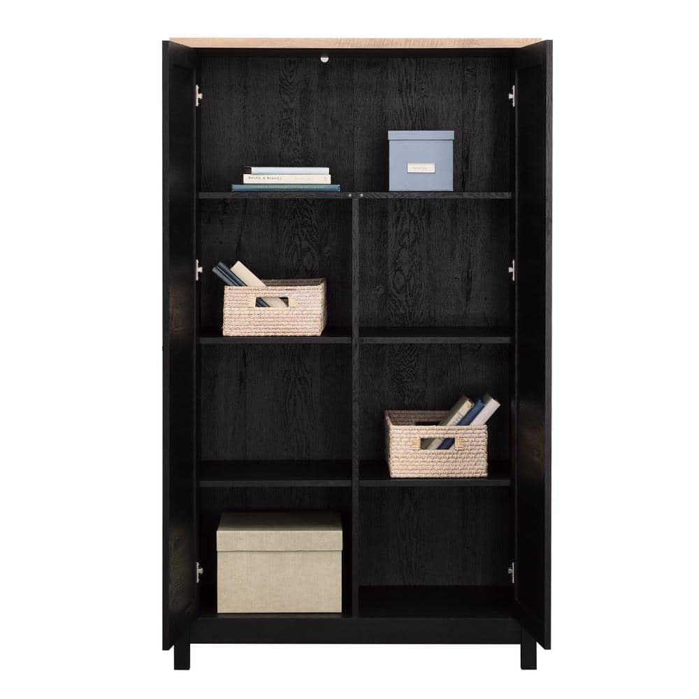 Raven Oak Freestanding Storage Cabinet with Adjustable Shelving