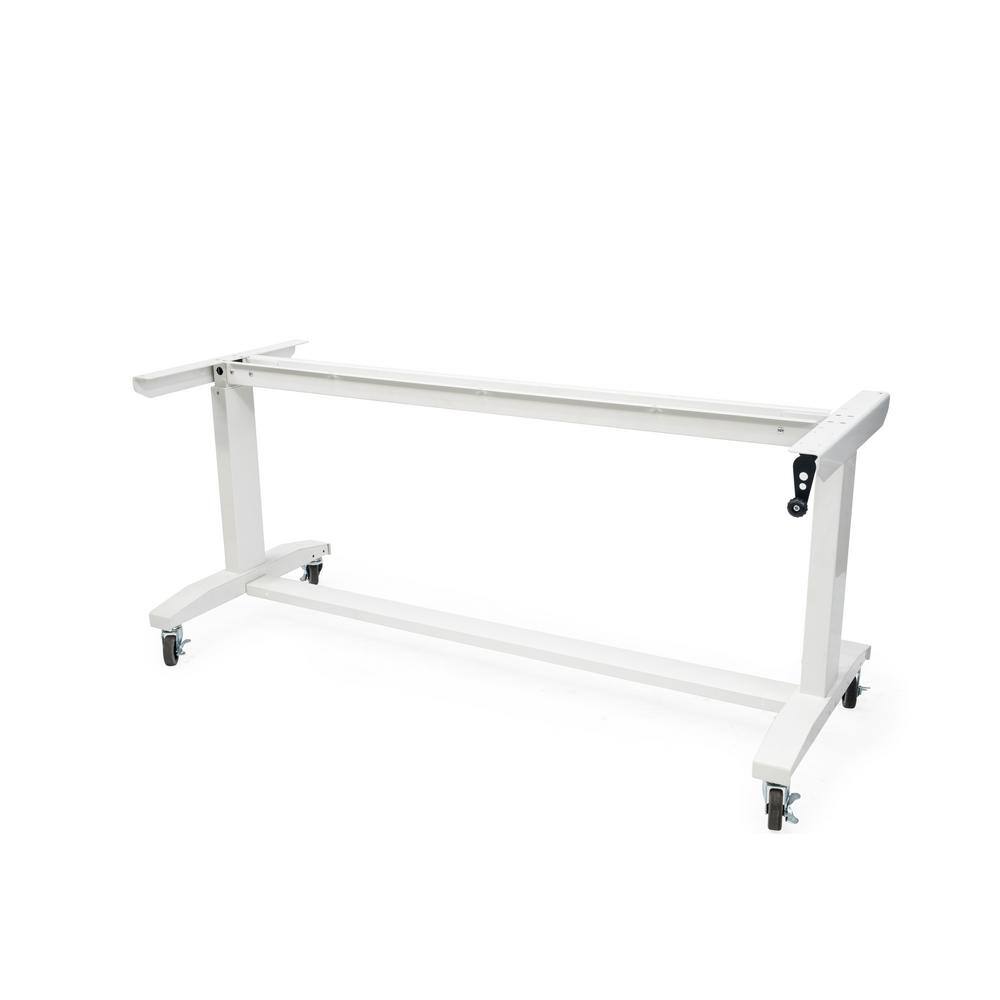Husky 52 in. W x 24 in. D Adjustable Height Workbench Table in White