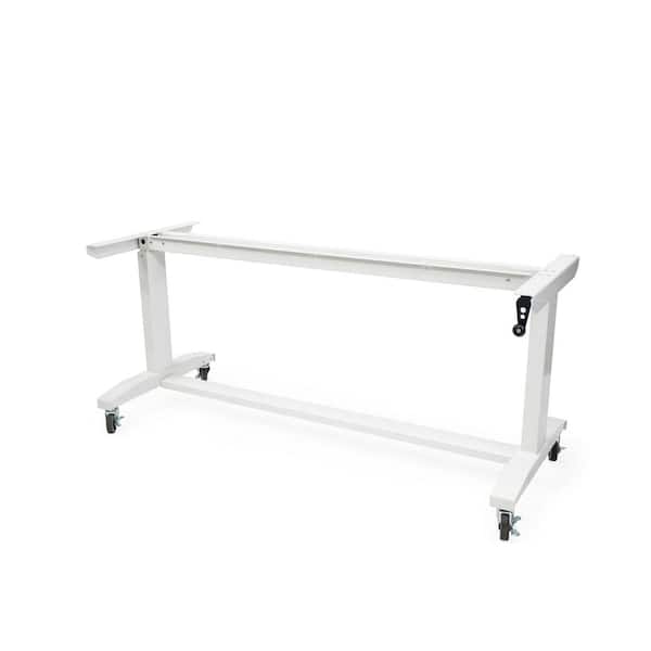 Husky 62 in. W x 24 in. D Adjustable Height Workbench Table in White, Without Wood Top