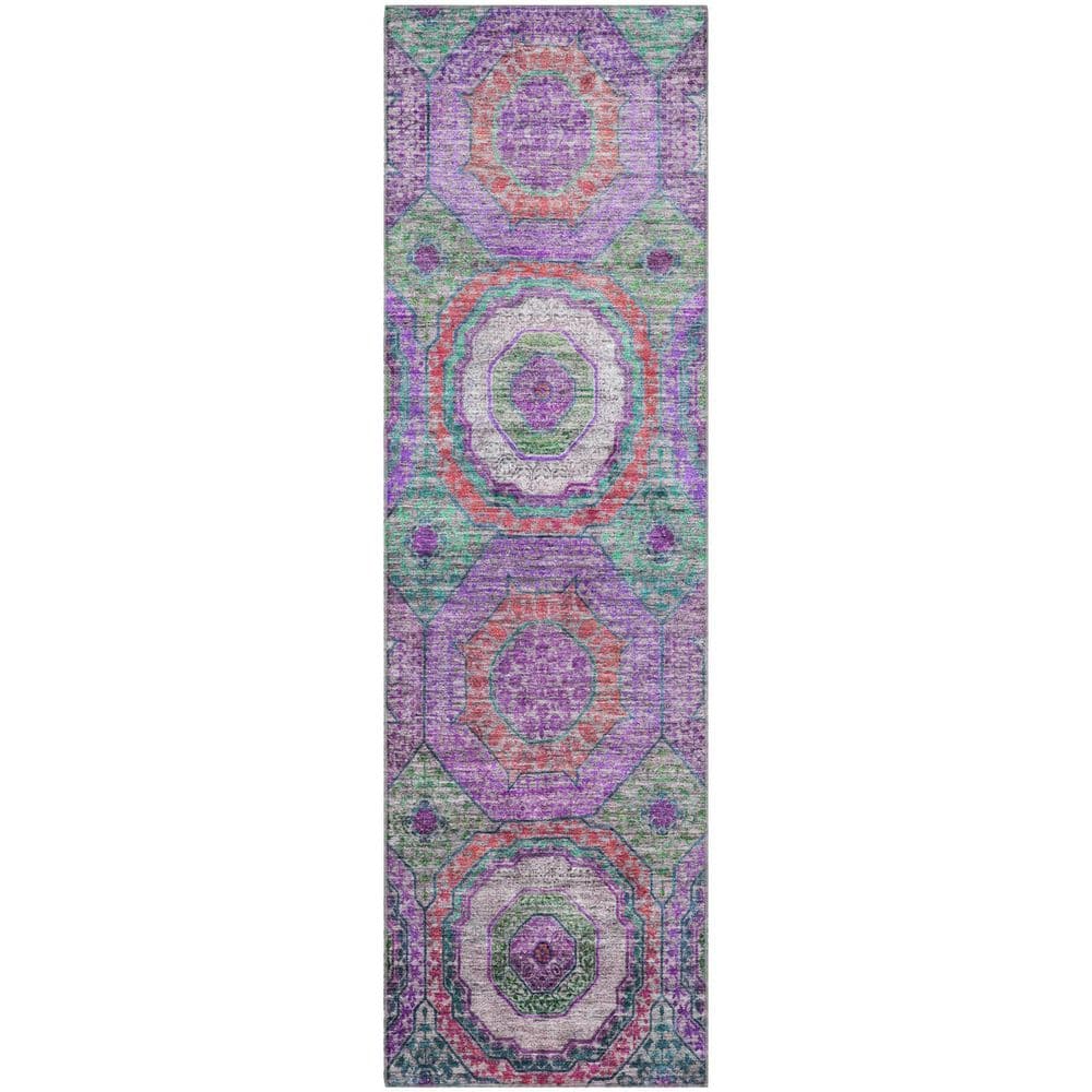 Mayfield Premium Machine Washable Abstract AMF2049 Purple 2 ft. x 7 ft. Runner Rug price history on PriceWatchPro