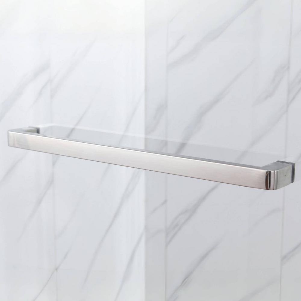 Frameless Brushed Nickel Sliding Shower Door with Clear Tempered Glass