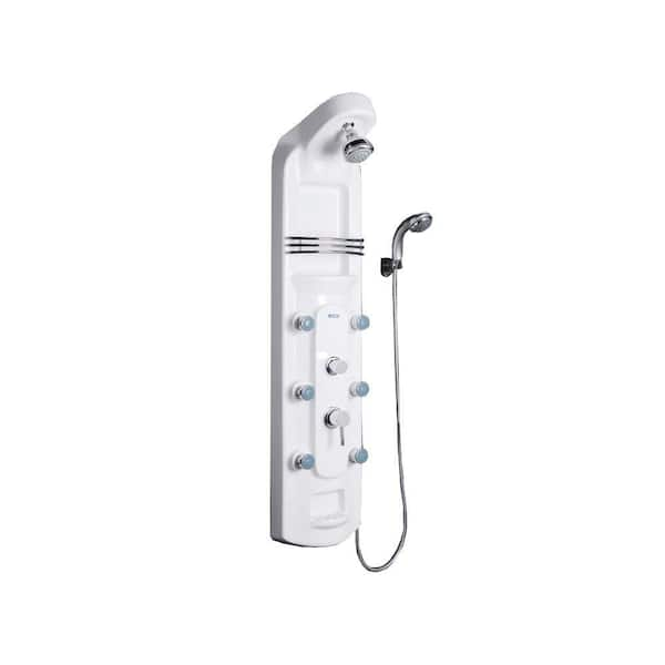 Ariel 6-Jet Shower Panel System in White Lucite Acrylic (Valve Included)