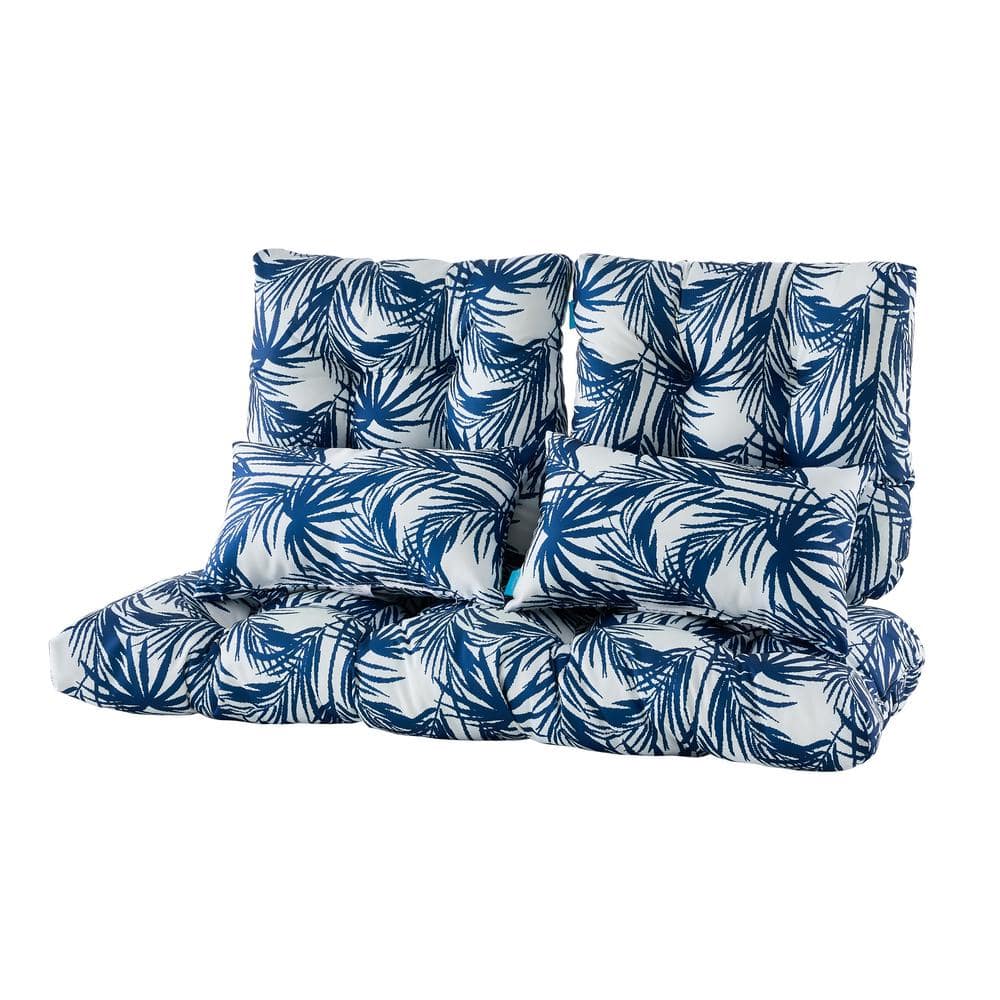 BLISSWALK Outdoor Loveseat Bench Cushions with 2 Lumbar Pillows