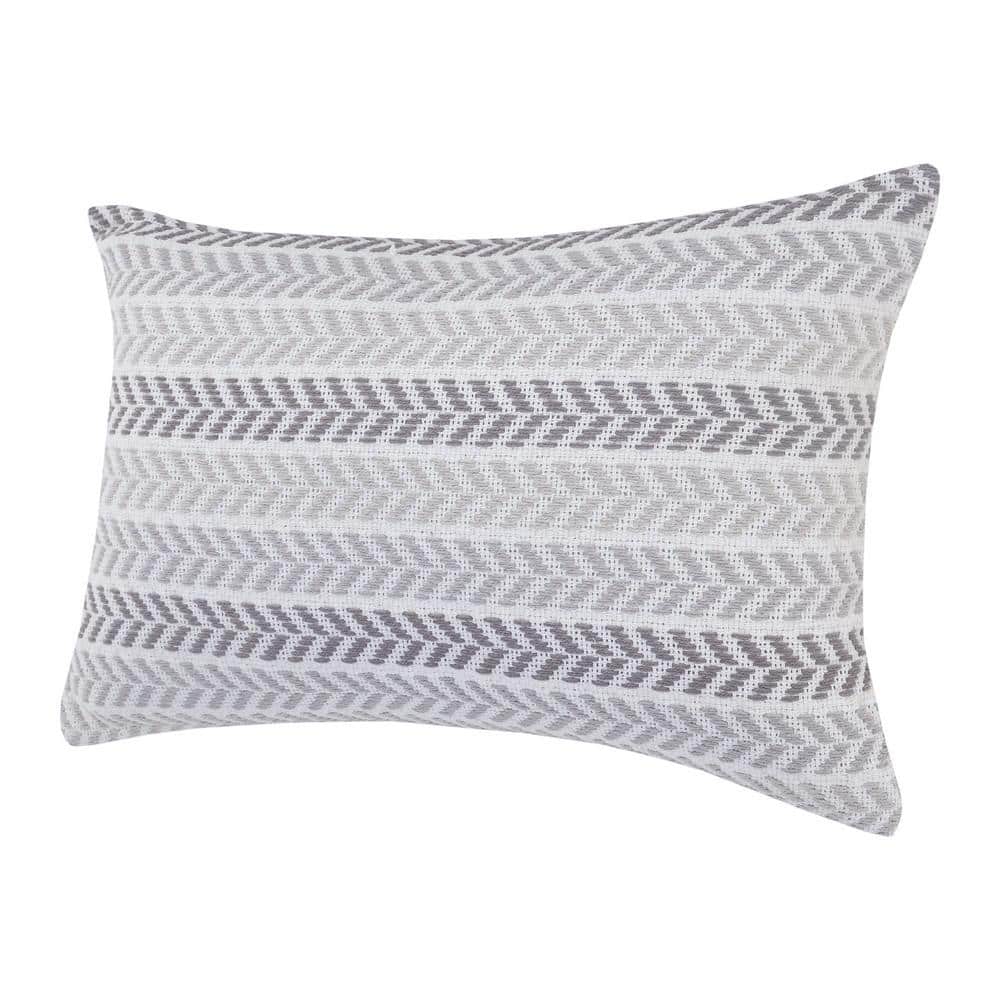 Gray Chevron Cotton Square Throw Pillow 18" x 18"
