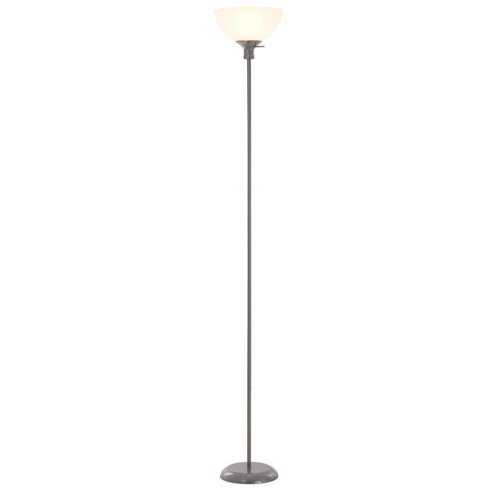 Silver Adjustable 3-Way Torchiere Floor Lamp