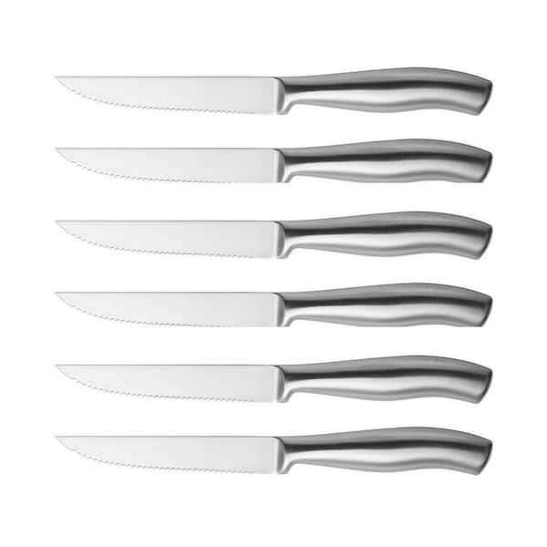 4.5 inches Dishwasher Safe High Carbon Stainless Steel Knives, Steak Knife Set of 6, Silver