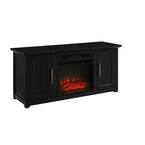 Camden Black 48 in. Low Profile TV Stand with Fireplace Fits 50 in. TV with Cable Management