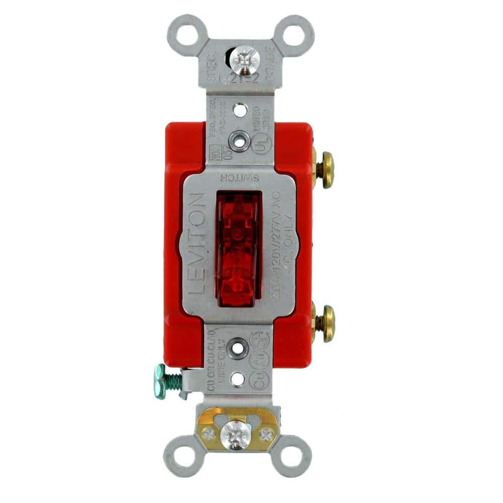 Leviton 20 Amp Industrial Grade Heavy Duty Single-Pole Lighted Handle  Toggle Switch, Red 1221-LHR The Home Depot