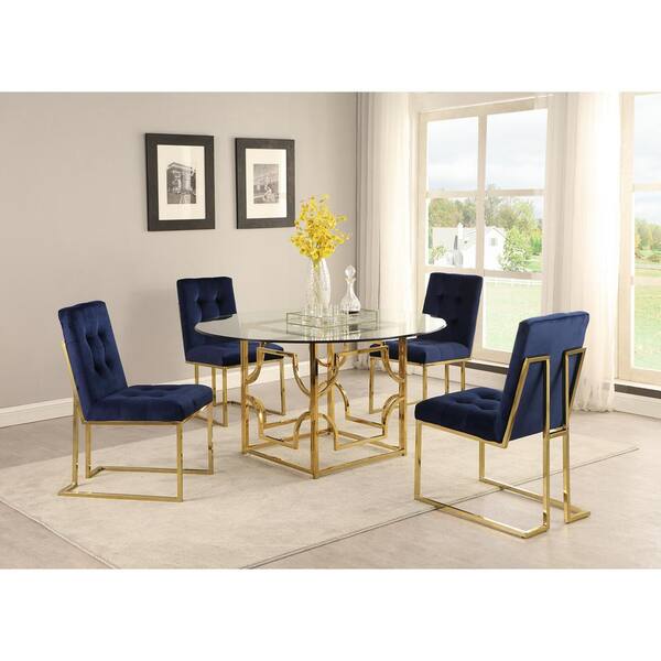 Blue and best sale gold dining set