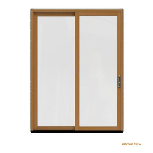 JELD-WEN 72 in. x 96 in. W-2500 Contemporary Desert Sand Clad Wood Left-Hand Full Lite Sliding Patio Door w/Stained Interior