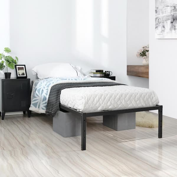 Homy Casa Kiela Black Metal Frame Twin Size Platform Bed