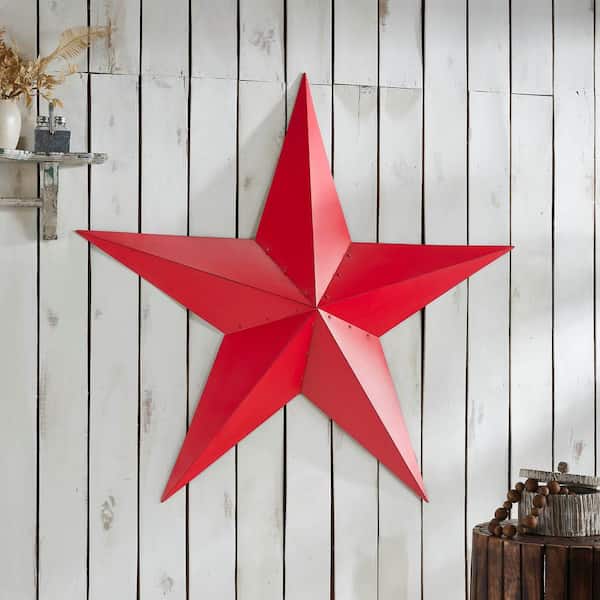 1-Piece 48 in. x 48 in. Barn Red Distressed Metal Star Wall Decor