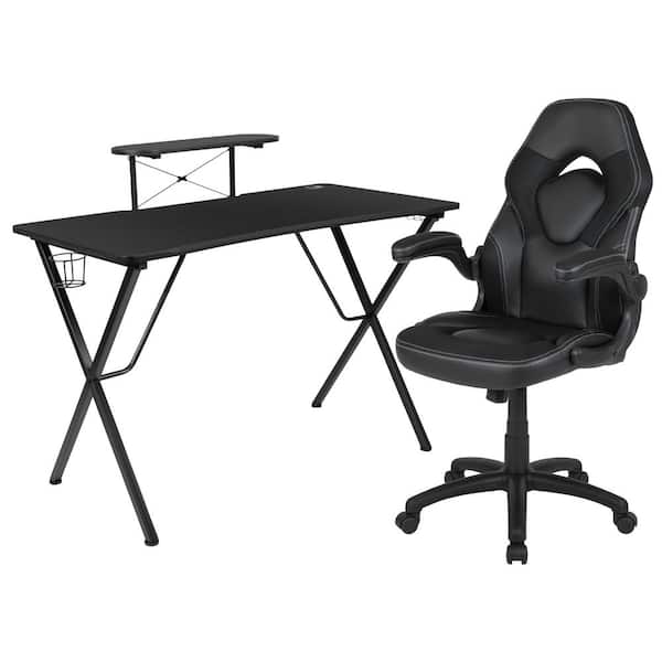 Carnegy Avenue 51.5 in. Black Gaming Desk and Chair Set