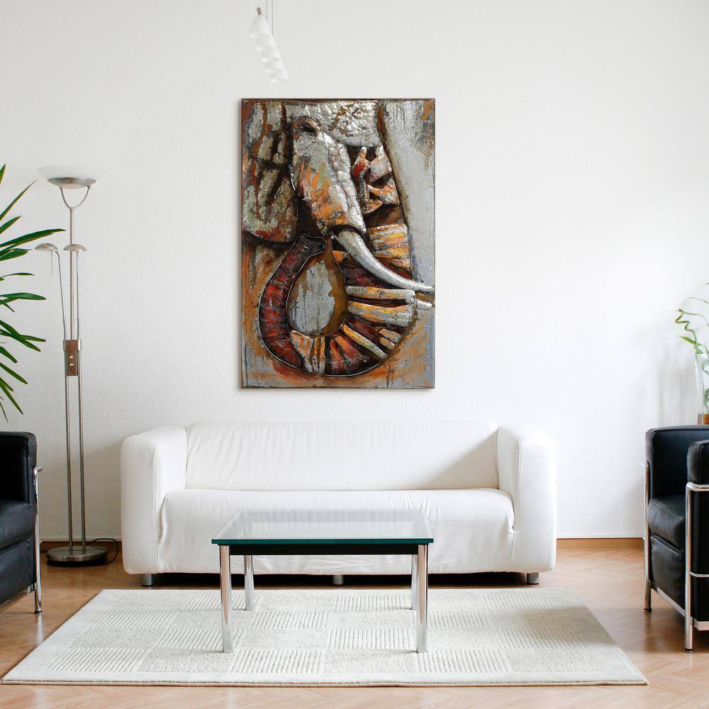 Large Mixed Media Abstract Elephant Canvas Wall Art