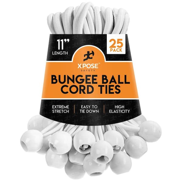 11 in. Ball Bungee - 25 Pack - White -Plastic