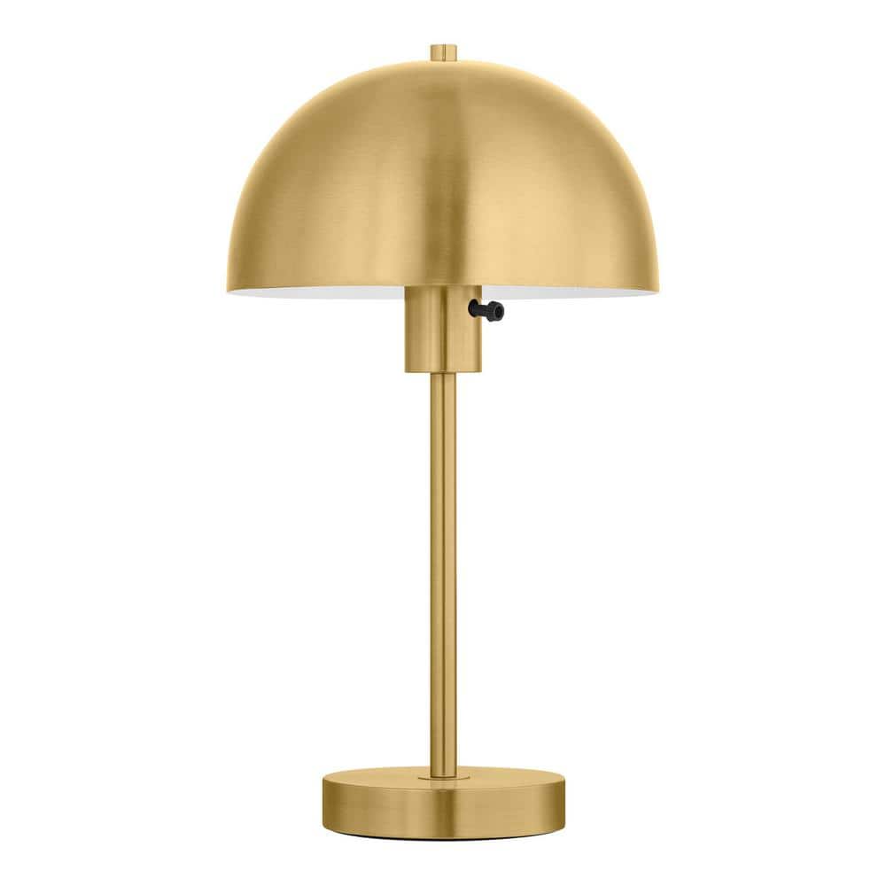 20 Inch Antique Brass Metal Mushroom Dome Table Lamp With Touch Sensor  Switch