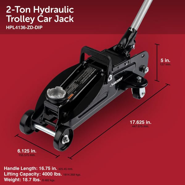 Husky 2-Ton Hydraulic Trolley Car Jack HPL4136-TD-CM - The Home Depot