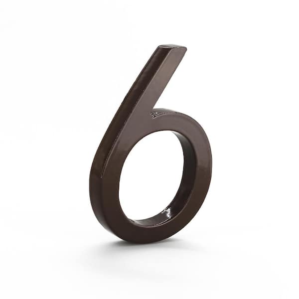 Montague Metal Products 4 in. Roman Bronze Aluminum Floating or Flat Modern House Number6