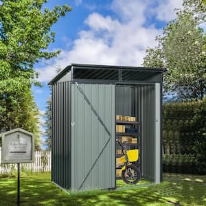 5 ft. W x 3 ft. D Gray Outdoor Metal Storage Shed with Transparent Plate (15 sq. ft.)