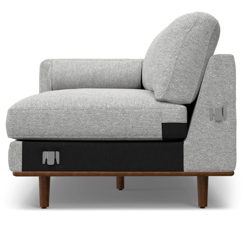 Mist Grey Woven-Blend Fabric Right Sectional Sofa with Chaise