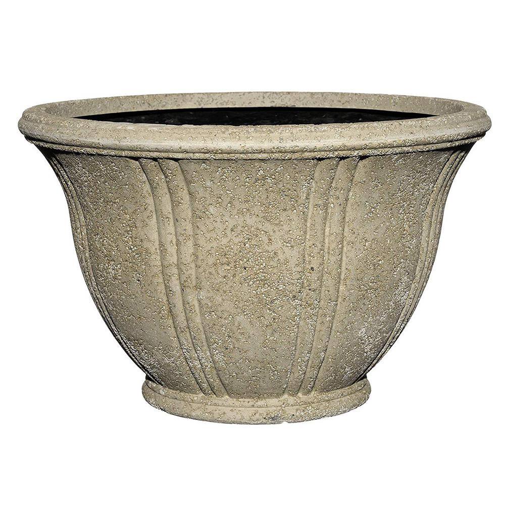 Classic Home & Garden 22 in. Natural Lava Stone Low Dorset Pot Planter