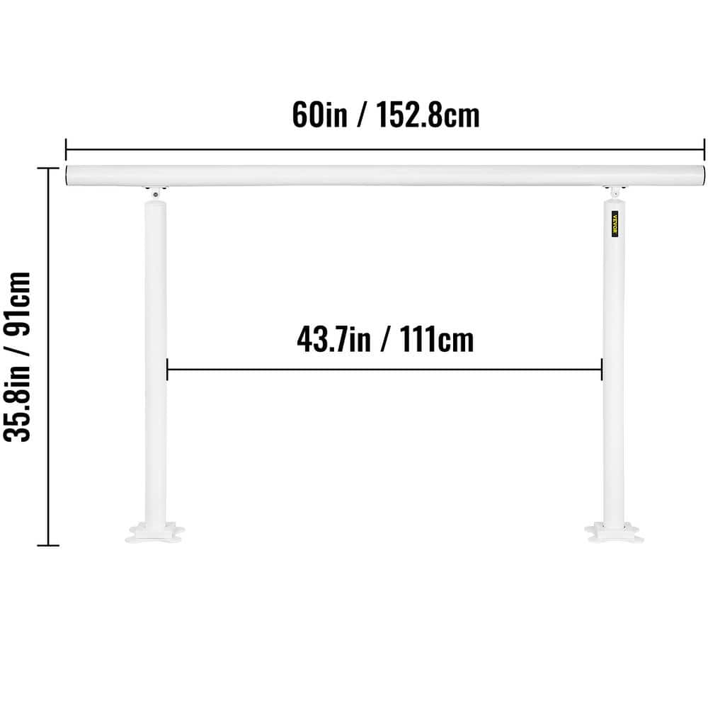 White Aluminum Adjustable Outdoor Stair Handrail for 0-5 Steps