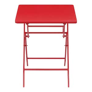 Mix and Match 23.6 in. Ruby Folding Square Metal Outdoor Patio Bistro Table (1-Piece)