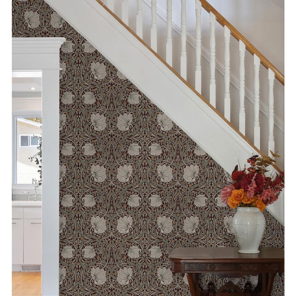 Auburn & Eucalyptus Floral Peel and Stick Wallpaper