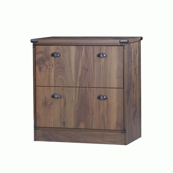 SAINT BIRCH Brunei Dark Walnut 29.6 in. H Lateral Filing Office Storage Cabinet with 2-Drawers