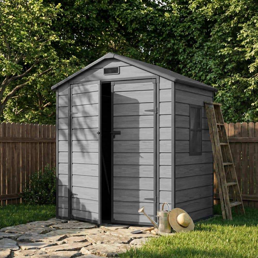ELPOSUN 6 ft. W x 4.5 ft. D Dark Gray Garden Outdoor Resin Plastic