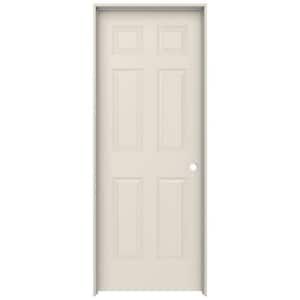 30 in. x 80 in. 6 Panel Colonist Primed Left-Hand Smooth Solid Core Molded Composite MDF Single Prehung Interior Door