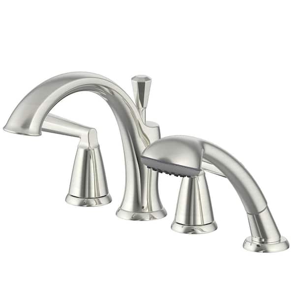 Fontaine by Italia Liege 2-Handle 4- Hole Roman Tub Faucet With Hand Shower in Brushed Nickel