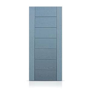 36 in. x 80 in. Reversible Frosted Exterior Gray with Designer Decorative Fiberglass Front Door Slab Without Glass