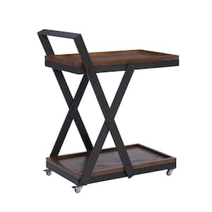 Eivor Brown Bar Cart with 2-Shelves and Casters