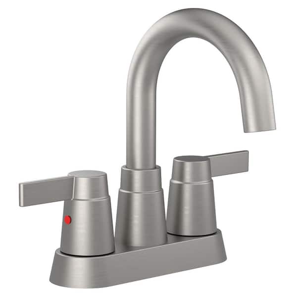 Satico 4 in. Centerset 2-Handle 3-Hole 360-Degree Rotating Bathroom Faucet in Brushed Nickel