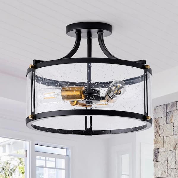 Landscape Products シーリングライト　Ceiling Lamp aiwen 15.7 in. 3-Light Industrial Black Semi-Flush Mount Ceiling