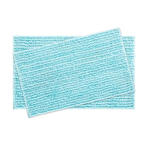 Butter Chenille Blue Polyester Rectangle 2- Piece Bath Mat Set